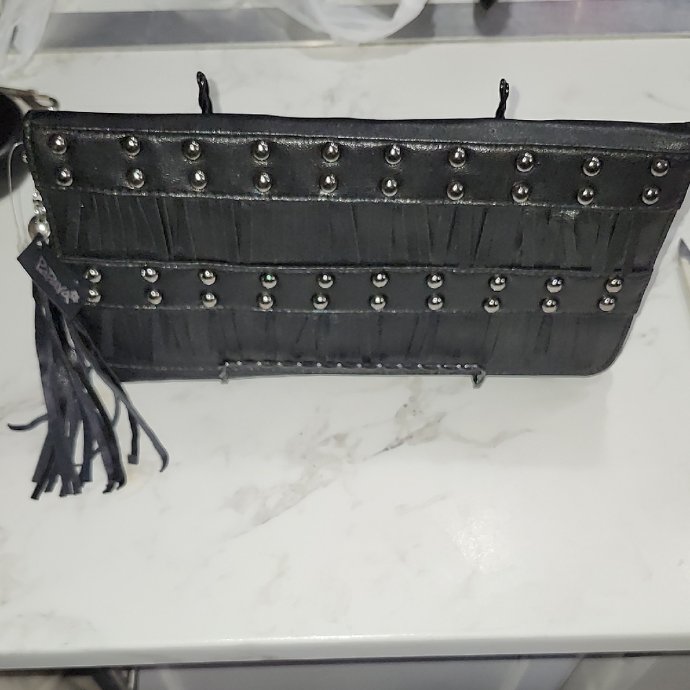 Papaya Fringe Wristlet/Chain Crossbody